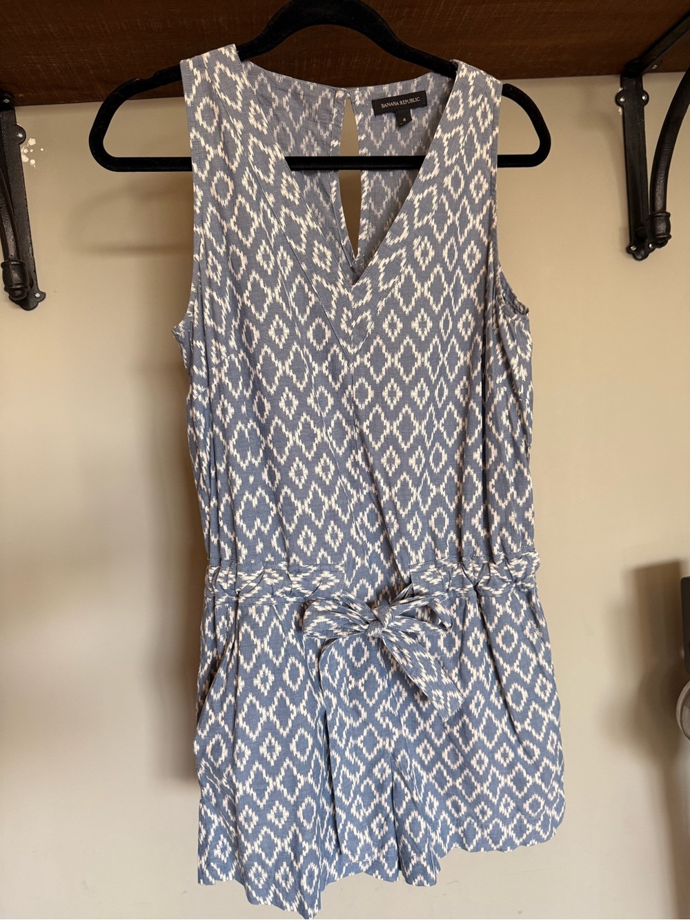 Banana Republic Blue and Cream Printed Jumpsuit